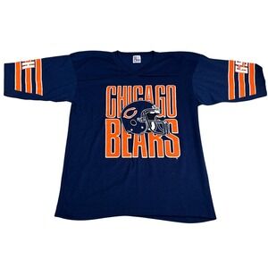 Vintage Chicago Bears Garan Jersey T Shirt Mens Large Navy Blue Made in USA NFL